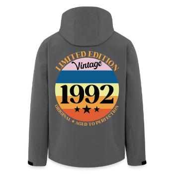 1992 Vintage Birthday Gift 92 - Men’s Recycled Softshell Jacket by Stanley/Stella - black - Back - AI Model Male 185 light (185cm)
