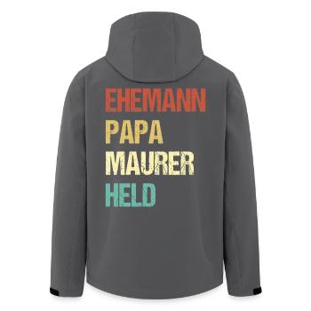 Papa maçon - Veste softshell homme en polyester recyclé Stanley/Stella - noir - Dos - AI Model Male 185 light (185cm)