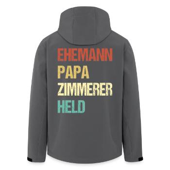 Zimmerer Papa - Recycelte Männer Softshell-Jacke von Stanley/Stella - Schwarz - Hinten - AI Model Male 185 light (185cm)