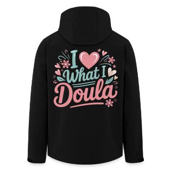 I Love What I Do Doula - Men’s Recycled Softshell Jacket by Stanley/Stella - black - Back - AI Model Male 185 light (185cm)