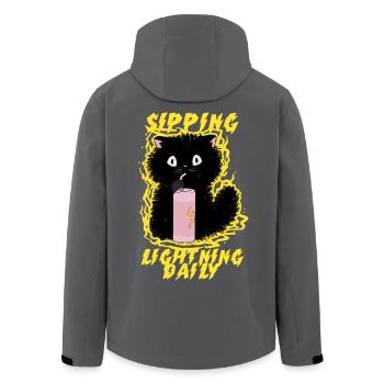 Energy Drink Sipping Lightning Daily - Men’s Recycled Softshell Jacket by Stanley/Stella - black - Back - AI Model Male 185 light (185cm)