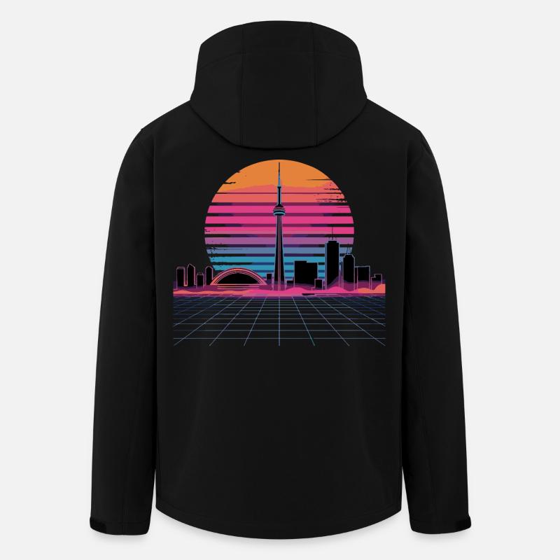 Neon Skyline Retro Sunset - Men’s Recycled Softshell Jacket by Stanley/Stella - black