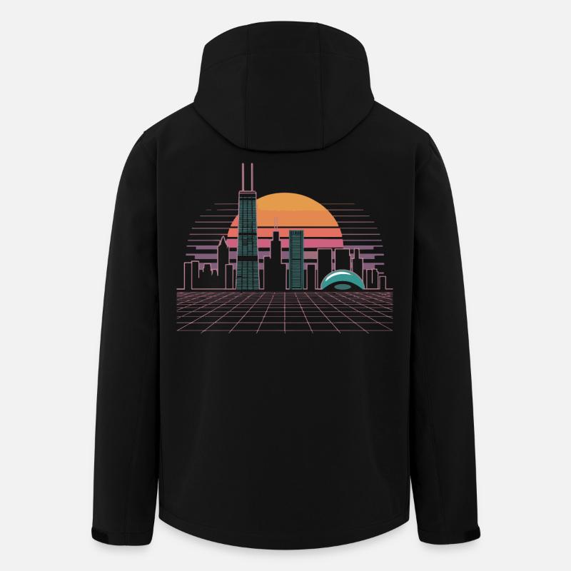 Neon Skyline Sunset - Men’s Recycled Softshell Jacket by Stanley/Stella - black