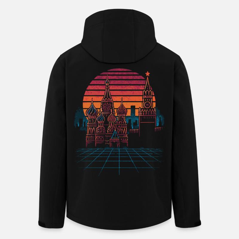 Néon Moscou Skyline Rétro - Veste softshell homme en polyester recyclé Stanley/Stella - noir