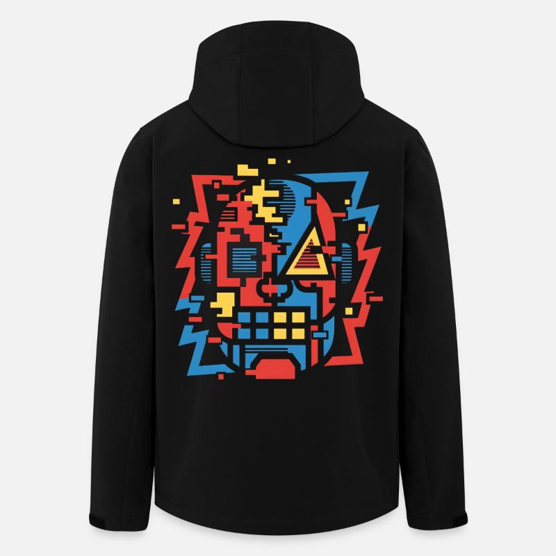 Face de bug abstraite - Veste softshell homme en polyester recyclé Stanley/Stella - noir