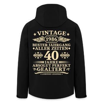 40 ans parfaitement maturé millésime 1986 - Veste softshell homme en polyester recyclé Stanley/Stella - noir - Dos - AI Model Male 185 light (185cm)