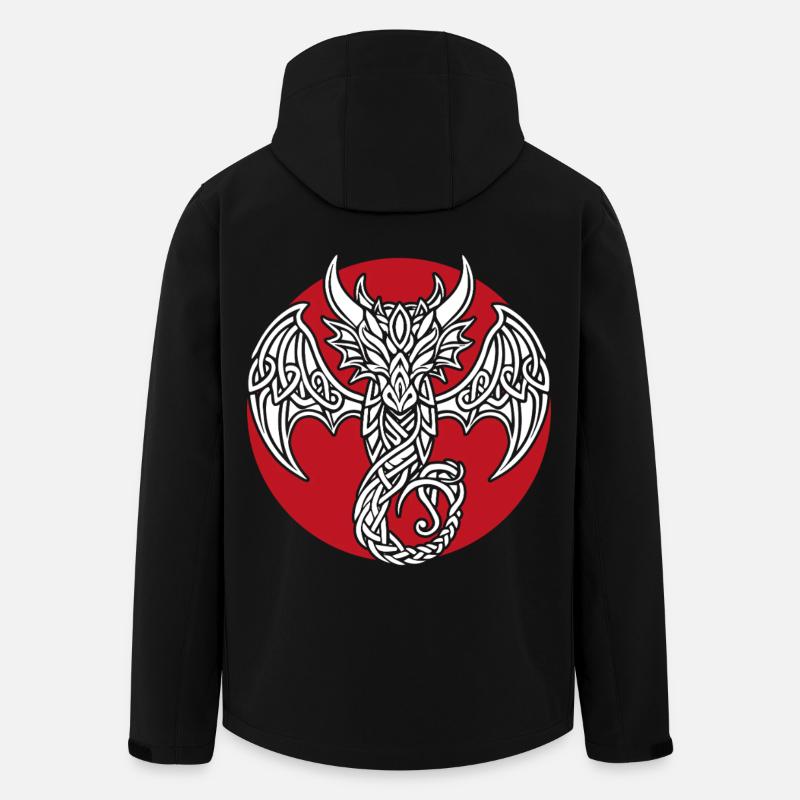 White Celtic Dragon on Red - Men’s Recycled Softshell Jacket by Stanley/Stella - black