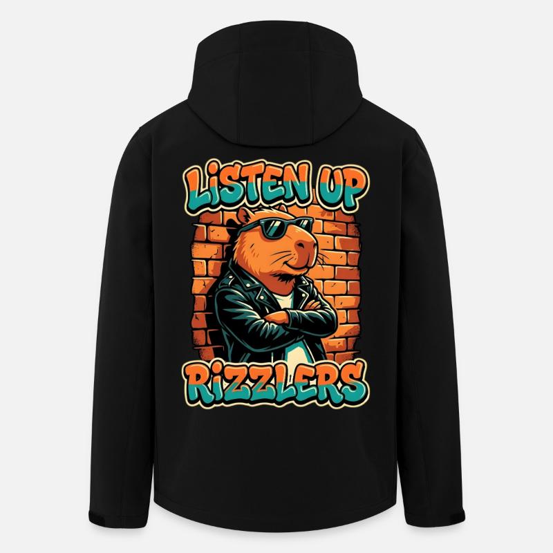 Listen Up Rizzlers Capybara - Recycelte Männer Softshell-Jacke von Stanley/Stella - Schwarz