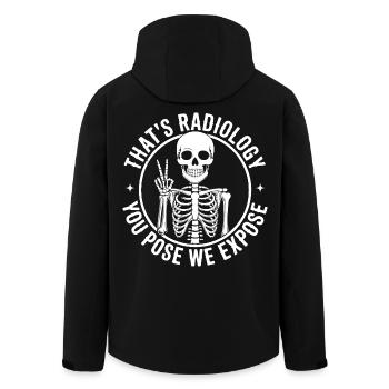 Skelett-Pose Radiologie Humor - Recycelte Männer Softshell-Jacke von Stanley/Stella - Schwarz - Hinten - AI Model Male 185 light (185cm)