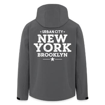 Urban City New York Brooklyn Vintage Style - Men’s Recycled Softshell Jacket by Stanley/Stella - black - Back - AI Model Male 185 light (185cm)
