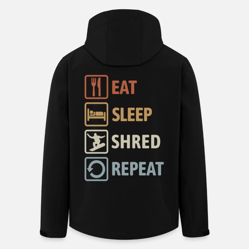 Eat Sleep Shred Repeat - Snowboard fahren - Recycelte Männer Softshell-Jacke von Stanley/Stella - Schwarz