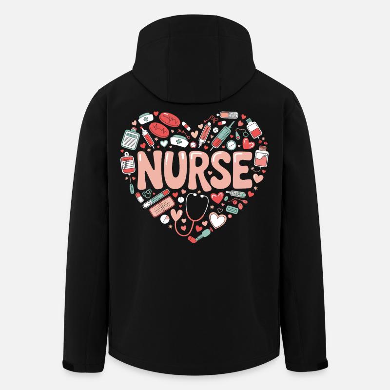 Conception du cœur infirmier - Veste softshell homme en polyester recyclé Stanley/Stella - noir