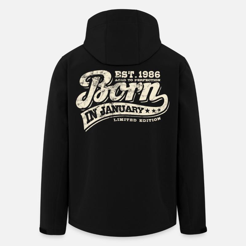 Born in January 1986 - Birthday - Gift - Men’s Recycled Softshell Jacket by Stanley/Stella - black