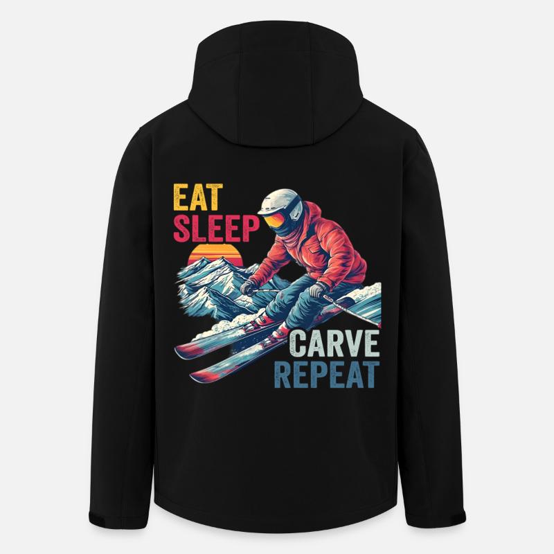 Conception de skis Carve Repeat - Veste softshell homme en polyester recyclé Stanley/Stella - noir