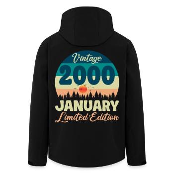 Anniversaire Janvier 2000 Cadeau Vintage Limited - Veste softshell homme en polyester recyclé Stanley/Stella - noir - Dos - AI Model Male 185 light (185cm)