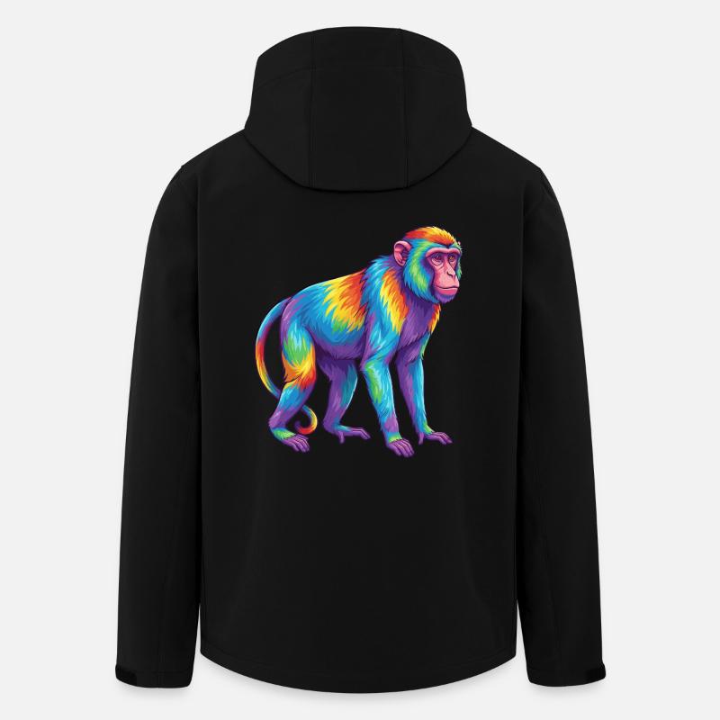 Bunte Affen-Regenbogen-Pop-Art-Aquarell - Recycelte Männer Softshell-Jacke von Stanley/Stella - Schwarz