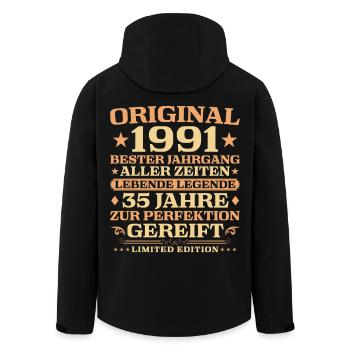 35. Geburtstag Lebende Legende 1991 Jahrgang - Recycelte Männer Softshell-Jacke von Stanley/Stella - Schwarz - Hinten - AI Model Male 185 light (185cm)