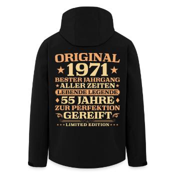 55. Geburtstag Lebende Legende 1971 Jahrgang - Recycelte Männer Softshell-Jacke von Stanley/Stella - Schwarz - Hinten - AI Model Male 185 light (185cm)
