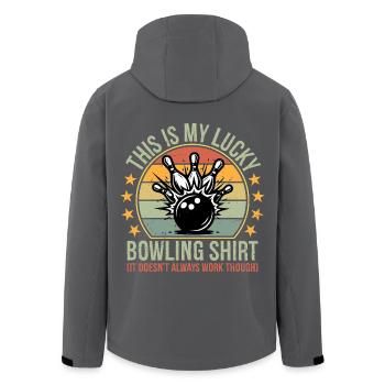 Vintage Funny Bowling Team This is My Lucky Bow - Recycelte Männer Softshell-Jacke von Stanley/Stella - Schwarz - Hinten - AI Model Male 185 light (185cm)