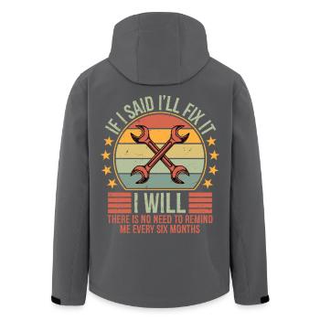 Funny Mechanic If I Say I Will Fix It I Will - Recycelte Männer Softshell-Jacke von Stanley/Stella - Schwarz - Hinten - AI Model Male 185 light (185cm)