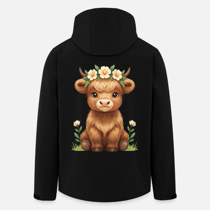 Kuhkalb im Blumenkranz - Recycelte Männer Softshell-Jacke von Stanley/Stella - Schwarz