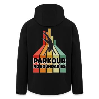 Parkour ohne Grenzen - Recycelte Männer Softshell-Jacke von Stanley/Stella - Schwarz - Hinten - AI Model Male 185 light (185cm)