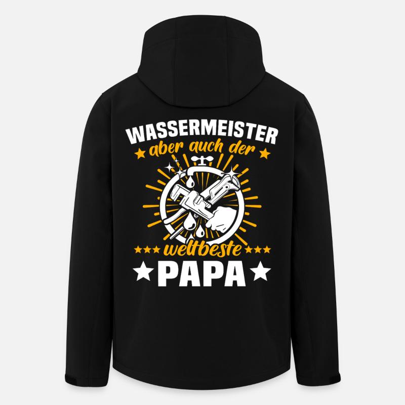 Papa Wassermeister - Recycelte Männer Softshell-Jacke von Stanley/Stella - Schwarz