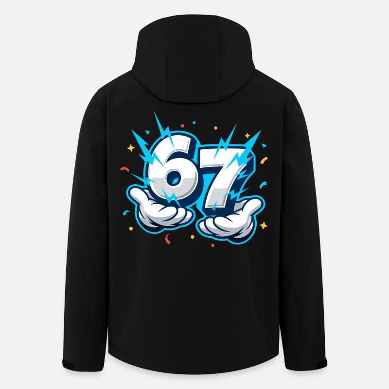 67 Six Seven Meme Hauska lahja Teini - Miesten softshell-takki kierrätetystä polyesteristä Stanley/Stellalta - musta