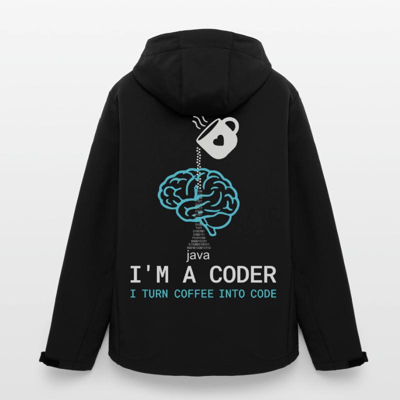 Coder T-Shirt: Coffee into Code – Nerdy Programmie Recycelte Männer Softshell-Jacke von Stanley/Stella