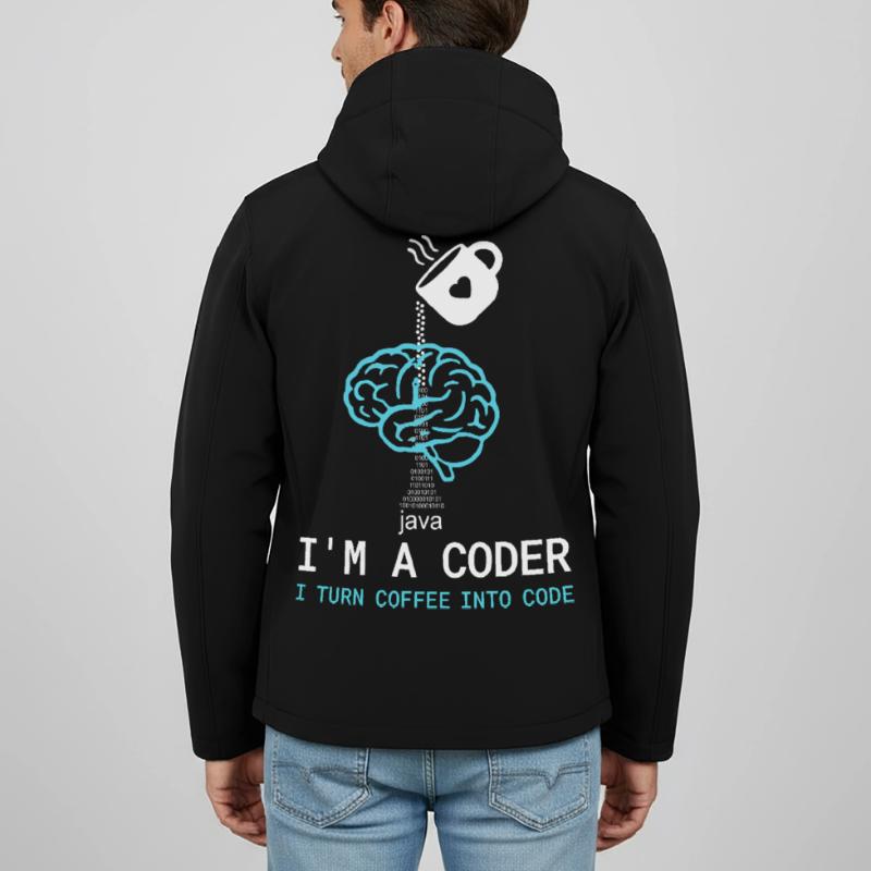 Coder T-Shirt: Coffee into Code – Nerdy Programmie Recycelte Männer Softshell-Jacke von Stanley/Stella