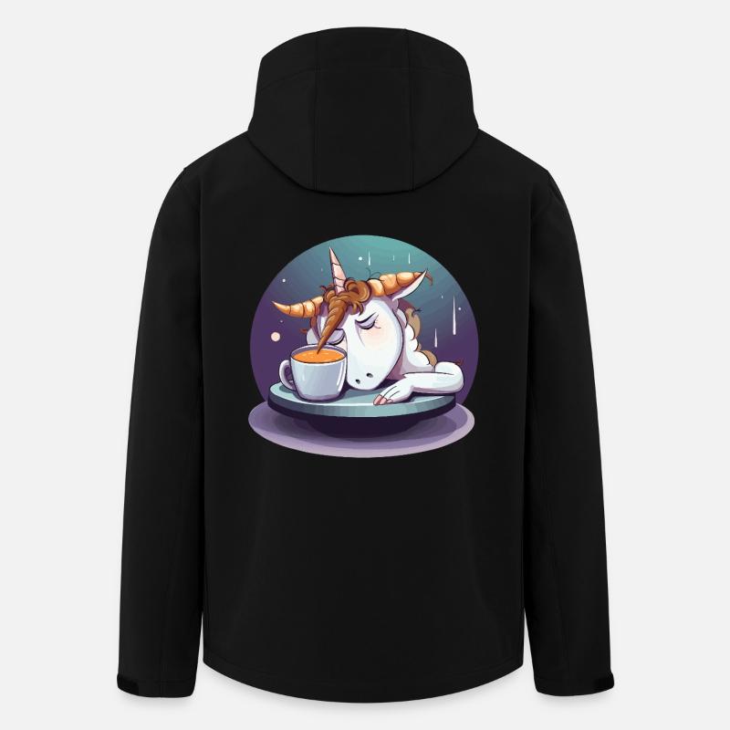 Müdes Einhorn Kaffeezauber - Recycelte Männer Softshell-Jacke von Stanley/Stella - Schwarz