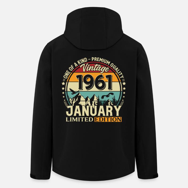 65e anniversaire Millésime janvier 1961 - Veste softshell homme en polyester recyclé Stanley/Stella - noir