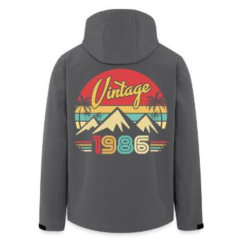Geburtsjahr 1986 Geburtstagsgeschenk 1986 - Recycelte Männer Softshell-Jacke von Stanley/Stella - Schwarz - Hinten - AI Model Male 185 light (185cm)