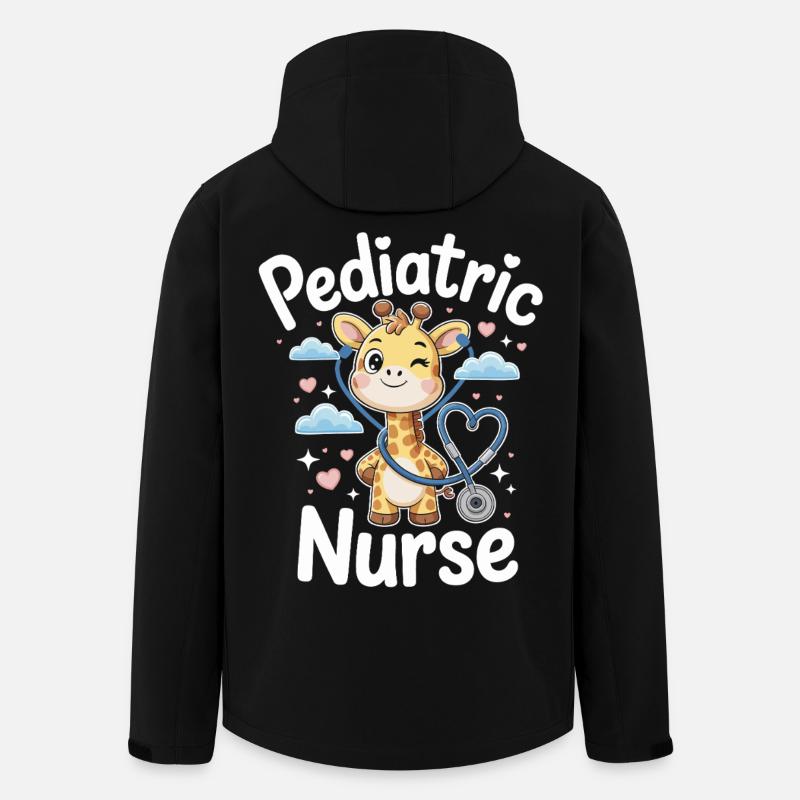 Girafe pédiatrique avec stéthoscope - Veste softshell homme en polyester recyclé Stanley/Stella - noir