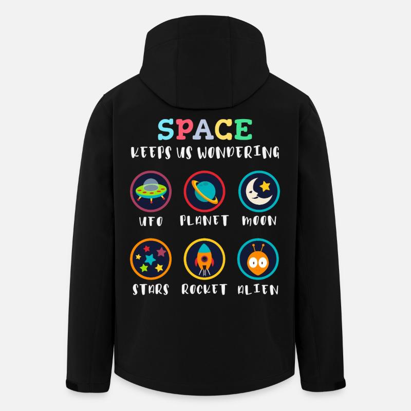 L’espace suscite la curiosité - Veste softshell homme en polyester recyclé Stanley/Stella - noir