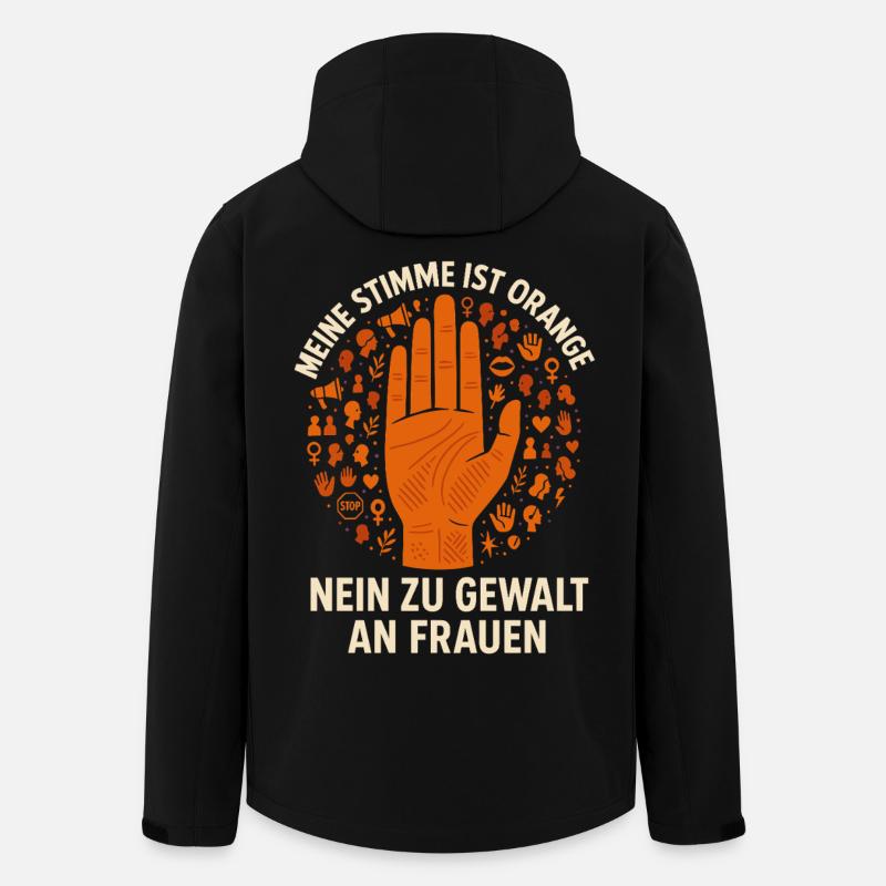 Voix orange, non à la violence faite aux femmes - Veste softshell homme en polyester recyclé Stanley/Stella - noir