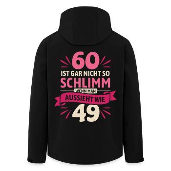 60 is not so bad - saying - Men’s Recycled Softshell Jacket by Stanley/Stella - black - Back - AI Model Male 185 light (185cm)