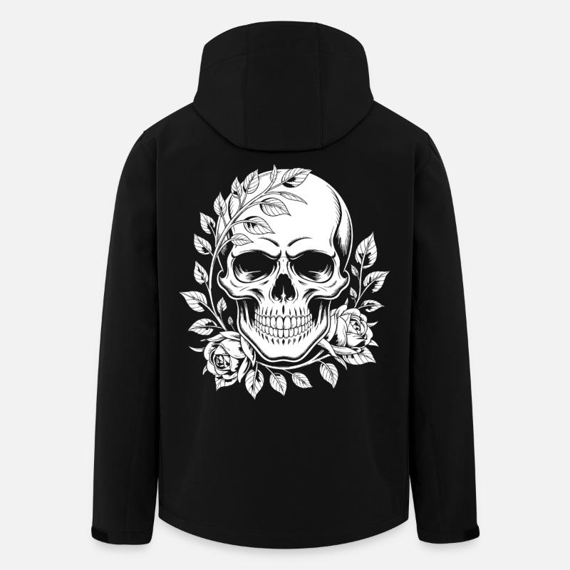 Crâne avec couronne de fleurs - Veste softshell homme en polyester recyclé Stanley/Stella - noir
