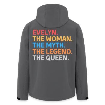 Evelyn The Woman The Myth The Legend The Queen - Men’s Recycled Softshell Jacket by Stanley/Stella - black - Back - AI Model Male 185 light (185cm)