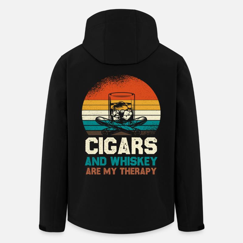 Cigars and Whiskey Therapy Retro - Men’s Recycled Softshell Jacket by Stanley/Stella - black