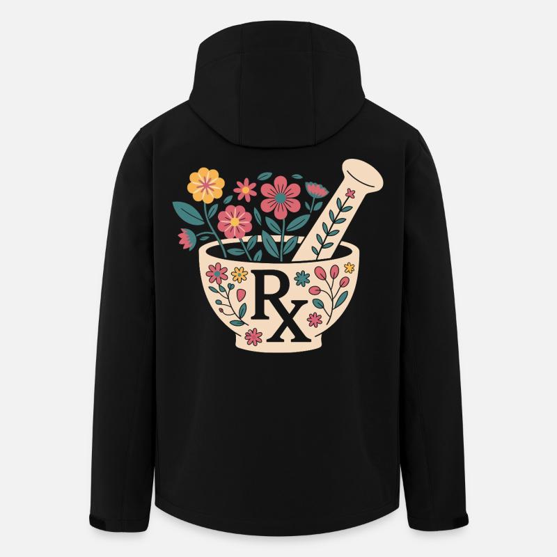 Blütenmörser Kräuterdesign - Recycelte Männer Softshell-Jacke von Stanley/Stella - Schwarz