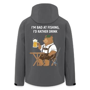 Bayerischer Bär: Lieber Bier als Angeln - Recycelte Männer Softshell-Jacke von Stanley/Stella - Schwarz - Hinten - AI Model Male 185 light (185cm)