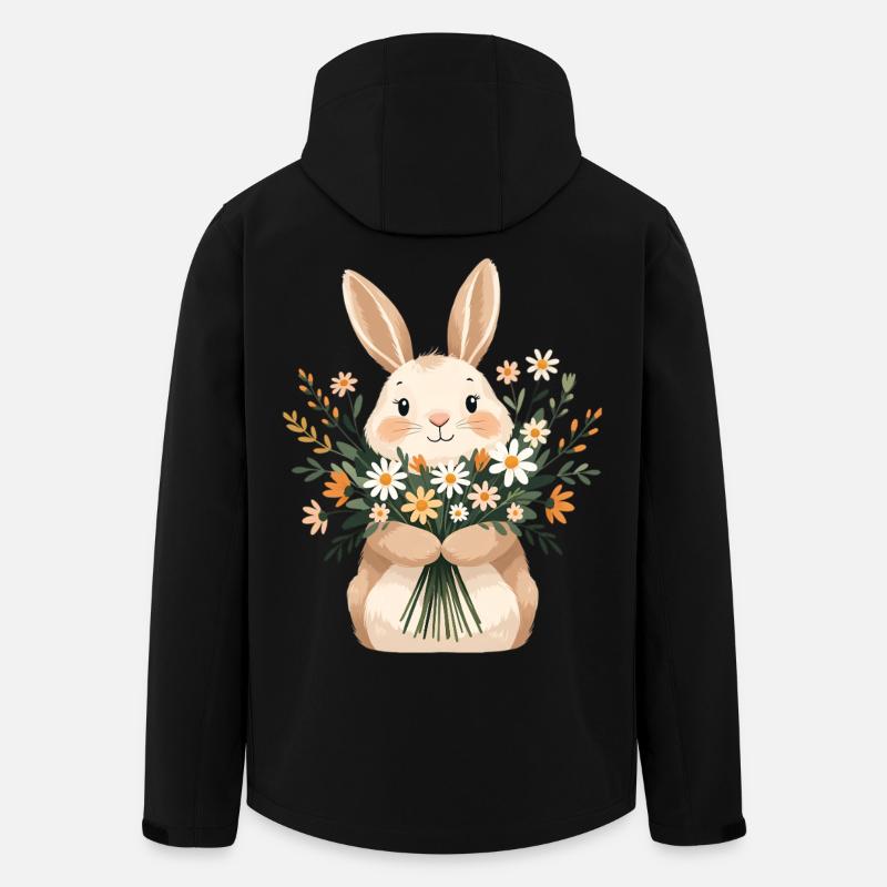 Lapin avec bouquet de printemps - Veste softshell homme en polyester recyclé Stanley/Stella - noir