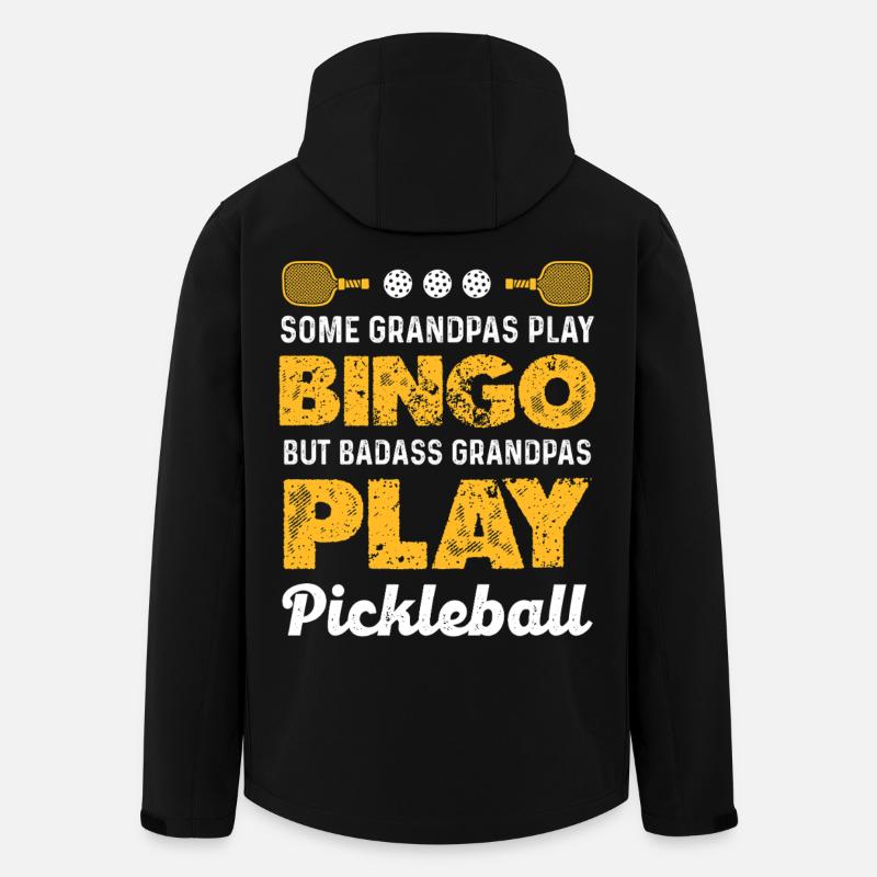 Opa spielt Pickleball – Badass Großvater - Recycelte Männer Softshell-Jacke von Stanley/Stella - Schwarz