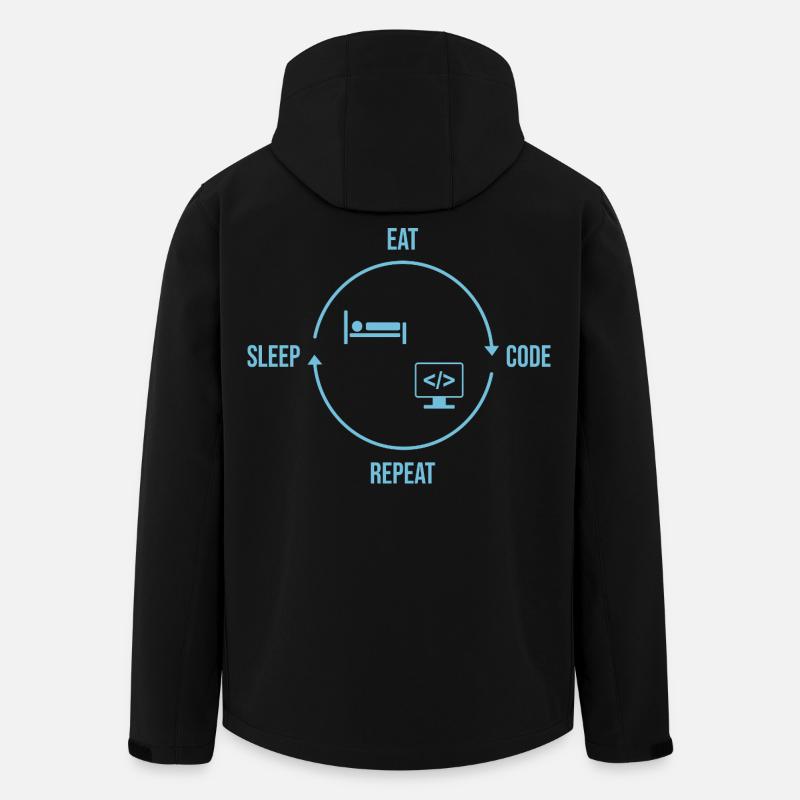 Eat Sleep Code Repeat - Programmer Cycle - Men’s Recycled Softshell Jacket by Stanley/Stella - black