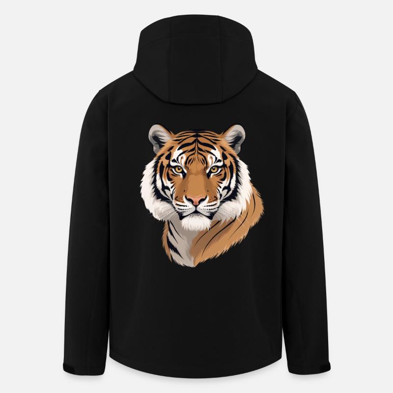 Tigerkopf Illustration Wildes Muster - Recycelte Männer Softshell-Jacke von Stanley/Stella - Schwarz