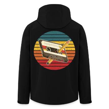Vintage-Kassetten-Retro 90er, 80er, 70er, 60er, Musik - Recycelte Männer Softshell-Jacke von Stanley/Stella - Schwarz - Hinten - AI Model Male 185 light (185cm)