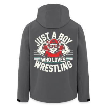 Wrestling, Ringen, Just A Boy Who Loves Wrestling - Recycelte Männer Softshell-Jacke von Stanley/Stella - Anthrazit - Hinten - AI Model Male 185 light (185cm)