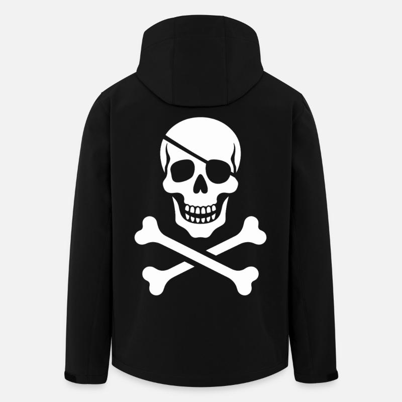 Conception croisée crâne et os - Veste softshell homme en polyester recyclé Stanley/Stella - noir