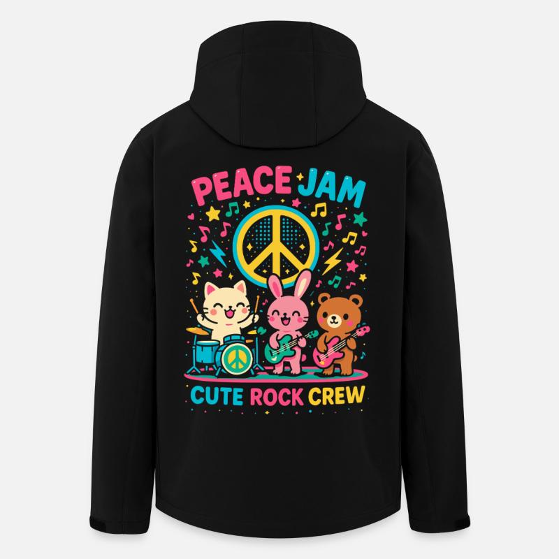 Peace jam rock crew, cute band - Men’s Recycled Softshell Jacket by Stanley/Stella - black